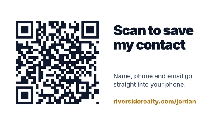 QR business card template with a QR code
