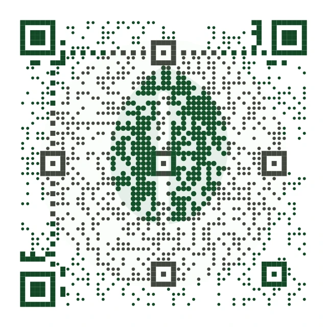 Organic grocer leaf logo blended into a scannable QR code