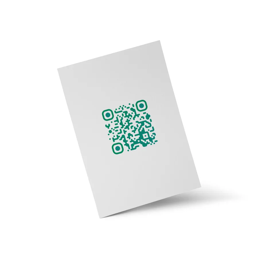 A QR code printed on a white flyer.