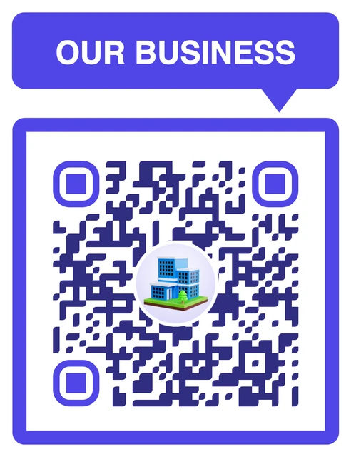 Business QR code with a custom frame and 3D icon