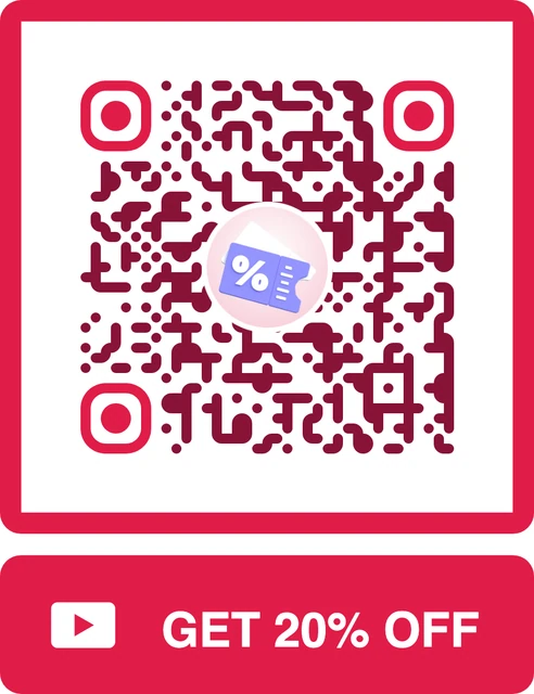 Coupon QR code with a custom frame and 3D icon