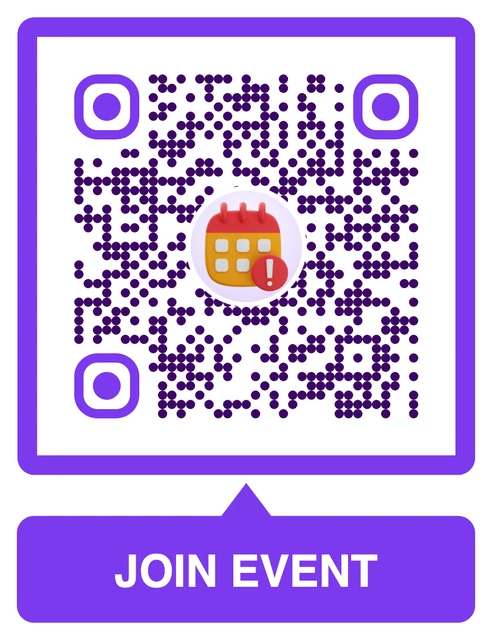 Event QR code with a custom frame and 3D icon
