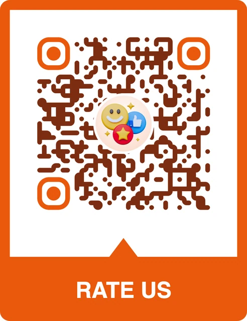 Feedback QR code with a custom frame and 3D icon
