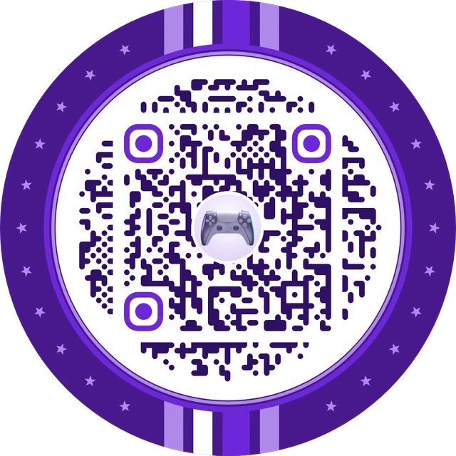 Game QR code with a custom frame and 3D icon