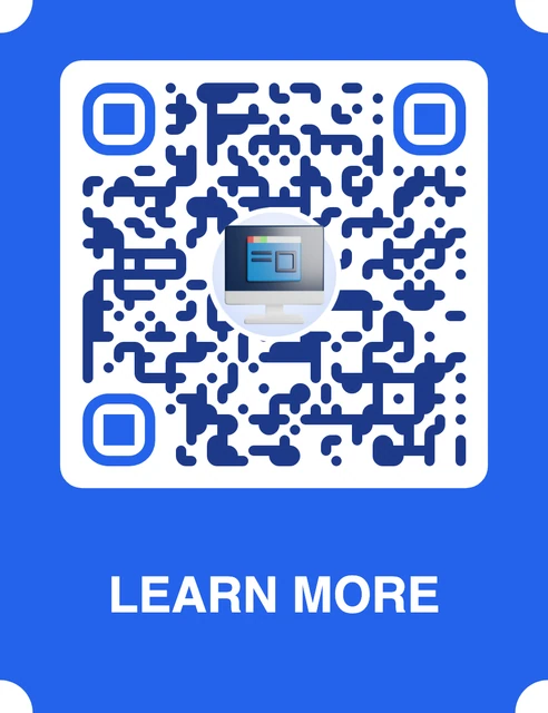 Landing page QR code with a custom frame and 3D icon
