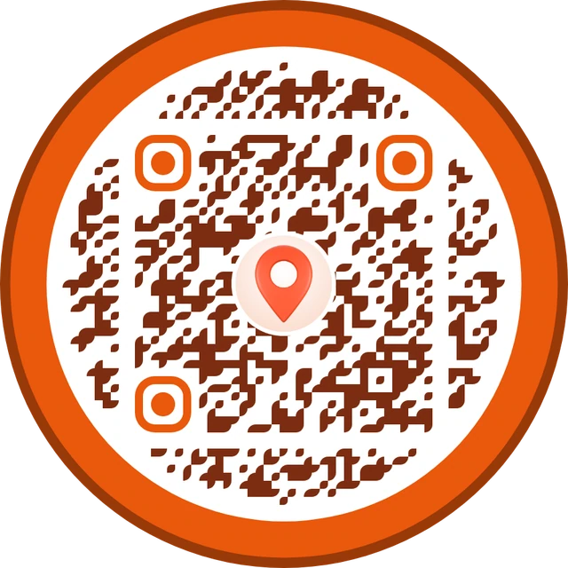 Maps QR code with a custom frame and 3D icon