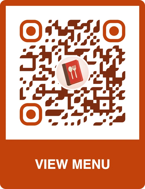 Menu QR code with a custom frame and 3D icon