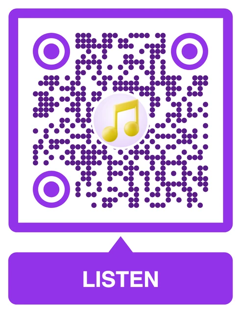 MP3 QR code with a custom frame and 3D icon