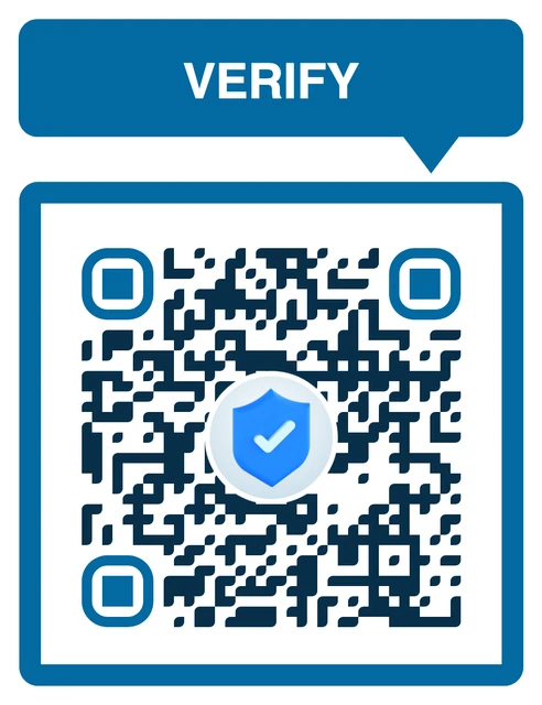 Product authentication QR code with a custom frame and 3D icon
