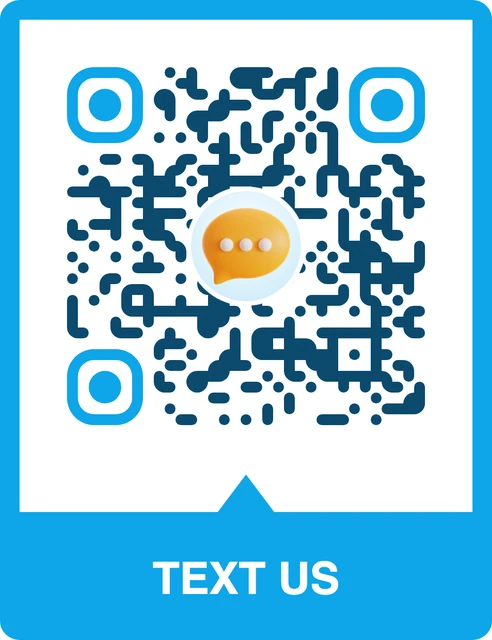 SMS QR code with a custom frame and 3D icon