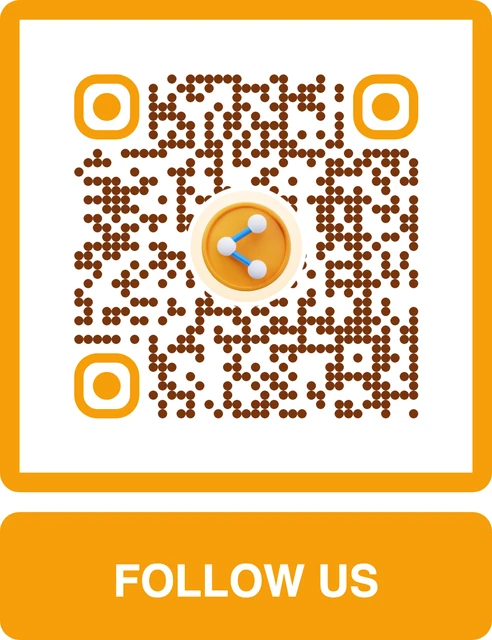 Social media QR code with a custom frame and 3D icon
