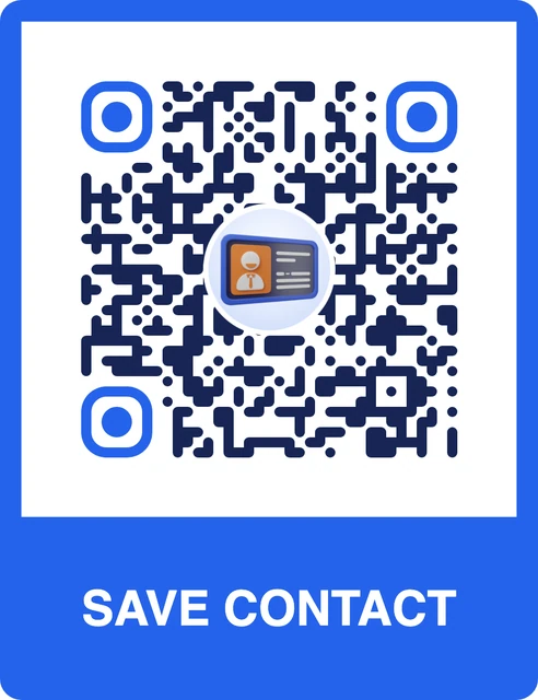 vCard Plus QR code with a custom frame and 3D icon
