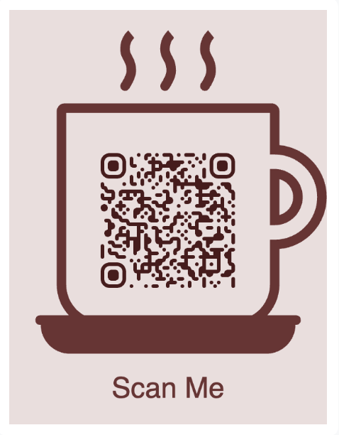 Coffee cup QR code frame with Scan Me call to action